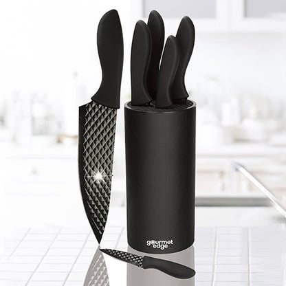 7PC DIAMOND NONSTICK BLADE CUTLERY SET W/ UNIVERSAL BLOCK