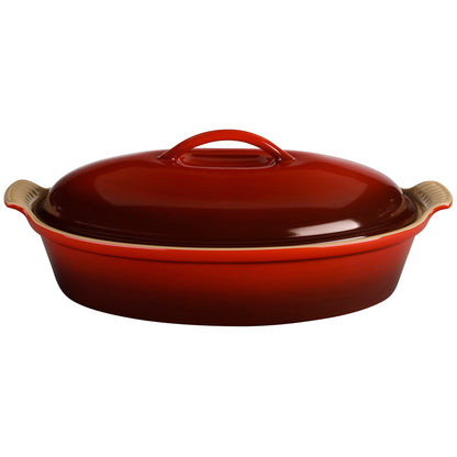 4QT HERITAGE STONEWARE COVERED OVAL CASSEROLE