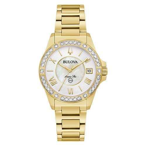 LADIES' MARINE STAR STAINLESS STEEL WATCH, MOTHER-OF-PEARL DIAL