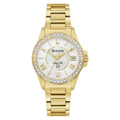 LADIES' MARINE STAR STAINLESS STEEL WATCH, MOTHER-OF-PEARL DIAL