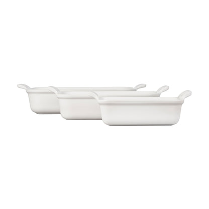 3PC HERITAGE STONEWARE RECTANGULAR BAKING DISH SET