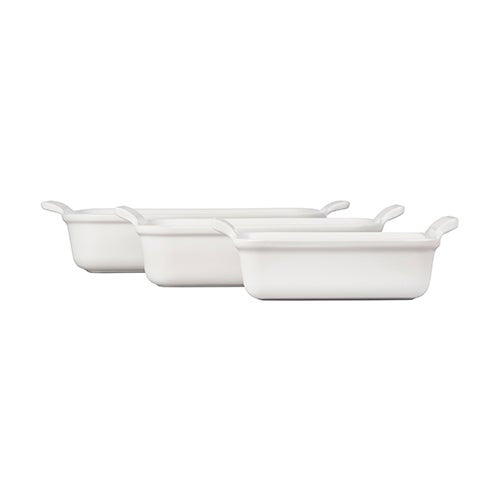3PC HERITAGE STONEWARE RECTANGULAR BAKING DISH SET