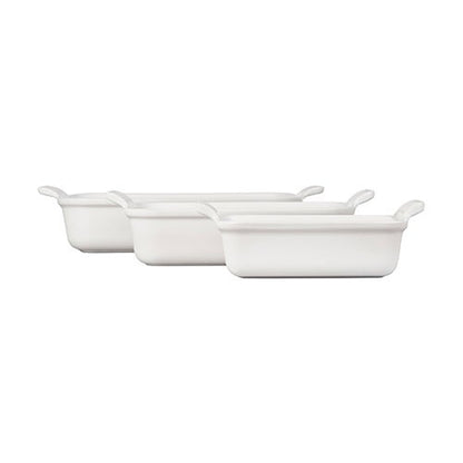 3PC HERITAGE STONEWARE RECTANGULAR BAKING DISH SET