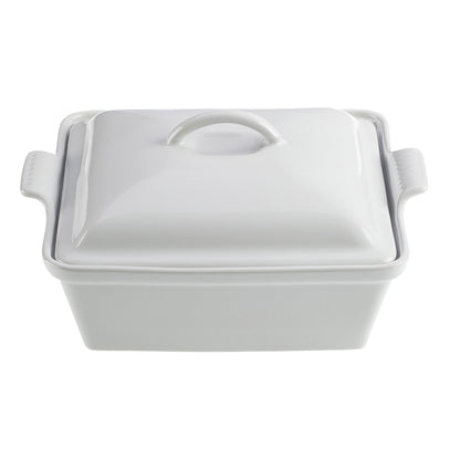 2.5QT HERITAGE STONEWARE COVERED SQUARE CASSEROLE