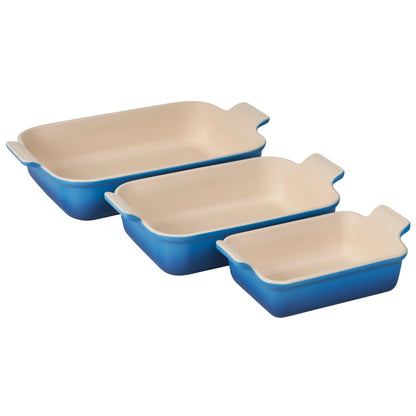 3PC HERITAGE STONEWARE RECTANGULAR BAKING DISH SET