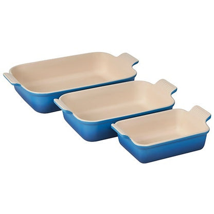 3PC HERITAGE STONEWARE RECTANGULAR BAKING DISH SET