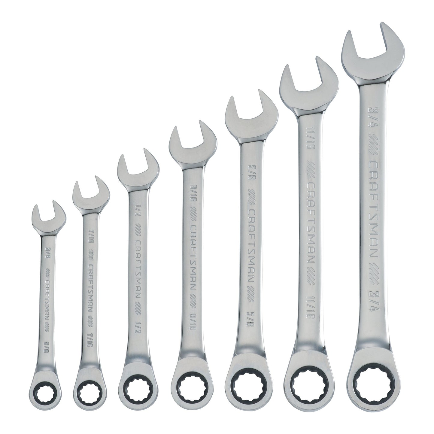 7PC SAE RATCHETING COMBINATION WRENCH SET