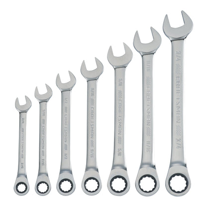 7PC SAE RATCHETING COMBINATION WRENCH SET
