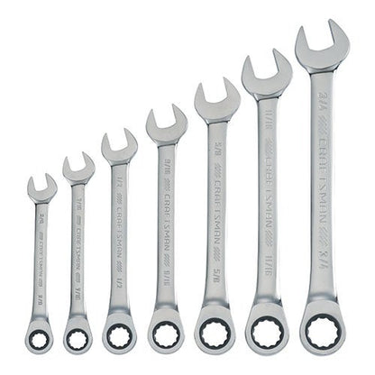 7PC SAE RATCHETING COMBINATION WRENCH SET