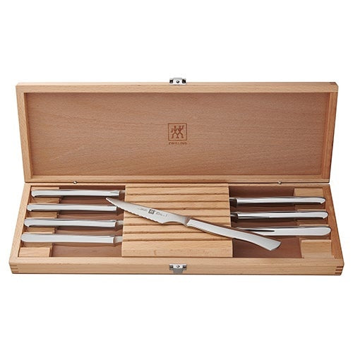 8PC SERRATED STEAK KNIFE SET W/ WOOD GIFT BOX
