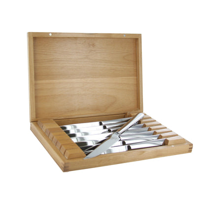 8PC STEAK KNIFE SET W/ WOOD PRESENTATION CASE