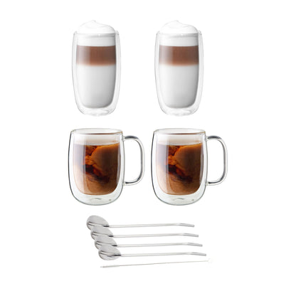SORRENTO 9PC DOUBLE WALL COFFEE & BEVERAGE SET