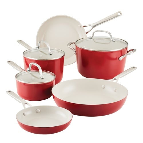 9PC HARD ANODIZED CERAMIC NONSTICK COOKWARE SET
