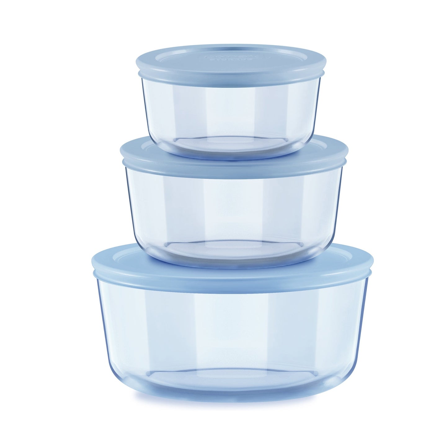 6PC SIMPLY STORE ROUND TINTED GLASS FOOD STORAGE SET LIDS