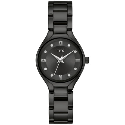 LADIES' TFX IP STAINLESS STEEL WATCH W/ CRYSTAL MARKERS, DIAL