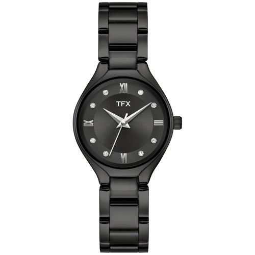 LADIES' TFX IP STAINLESS STEEL WATCH W/ CRYSTAL MARKERS, DIAL