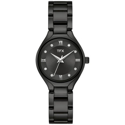 LADIES' TFX IP STAINLESS STEEL WATCH W/ CRYSTAL MARKERS, DIAL