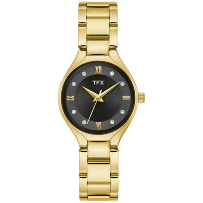 LADIES' TFX STAINLESS STEEL WATCH W/ CRYSTAL MARKERS, DIAL