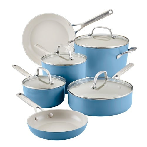10PC HARD ANODIZED CERAMIC NONSTICK COOKWARE SET