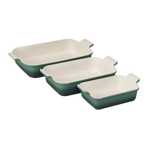 3PC HERITAGE STONEWARE RECTANGULAR BAKING DISH SET