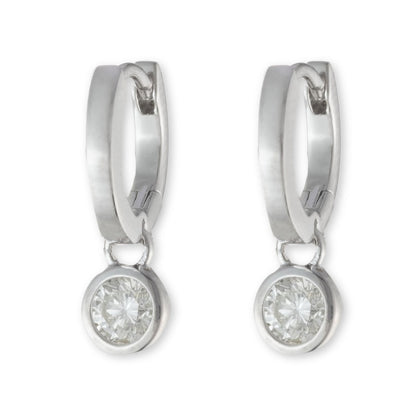 STERLING SILVER CZ DROP HUGGIES