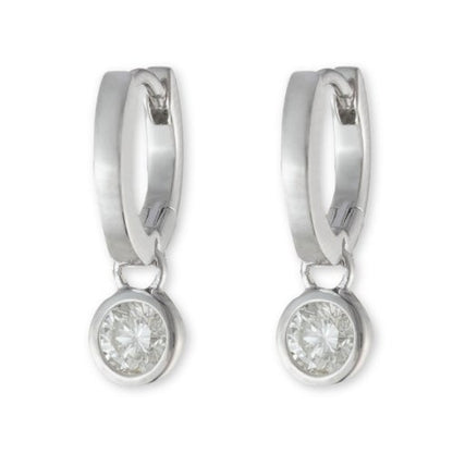 STERLING SILVER CZ DROP HUGGIES