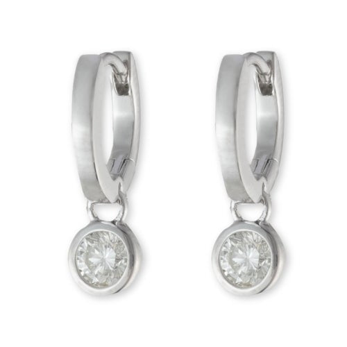 STERLING SILVER CZ DROP HUGGIES