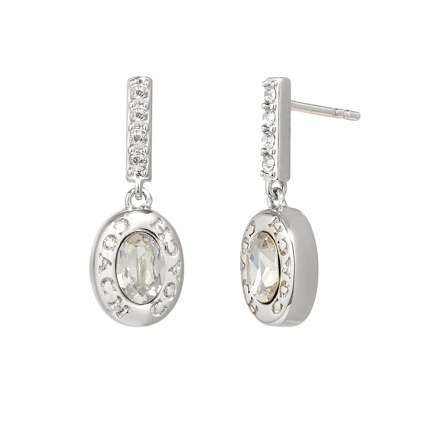 SIGNATURE LOGO PAVE BAR DROP EARRINGS