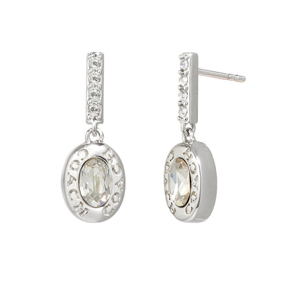SIGNATURE LOGO PAVE BAR DROP EARRINGS