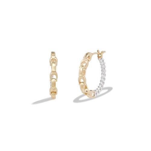 MIXED CHAIN HOOP EARRINGS
