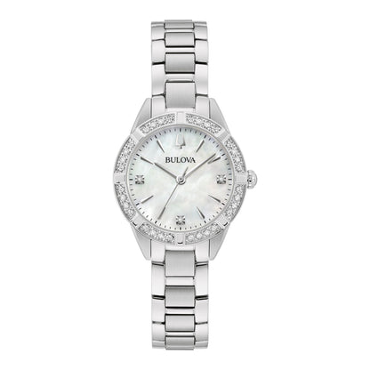 LADIES' SUTTON SLIM DIAMOND STAINLESS STEEL WATCH, MOP DIAL