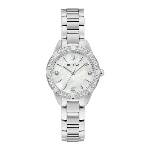 LADIES' SUTTON SLIM DIAMOND STAINLESS STEEL WATCH, MOP DIAL