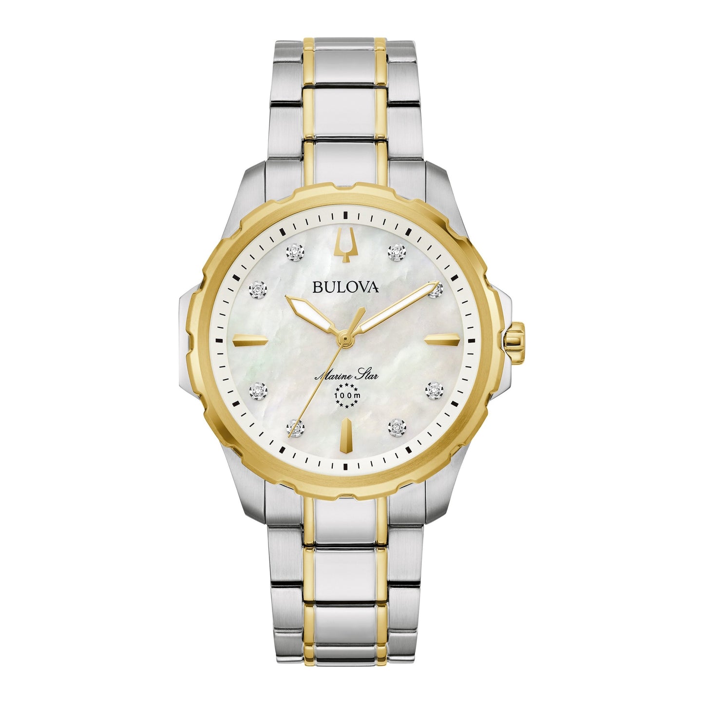 LADIES' MARINE STAR STAINLESS STEEL WATCH, MOP DIAL