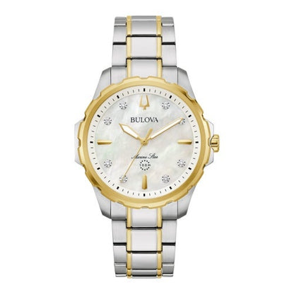LADIES' MARINE STAR STAINLESS STEEL WATCH, MOP DIAL