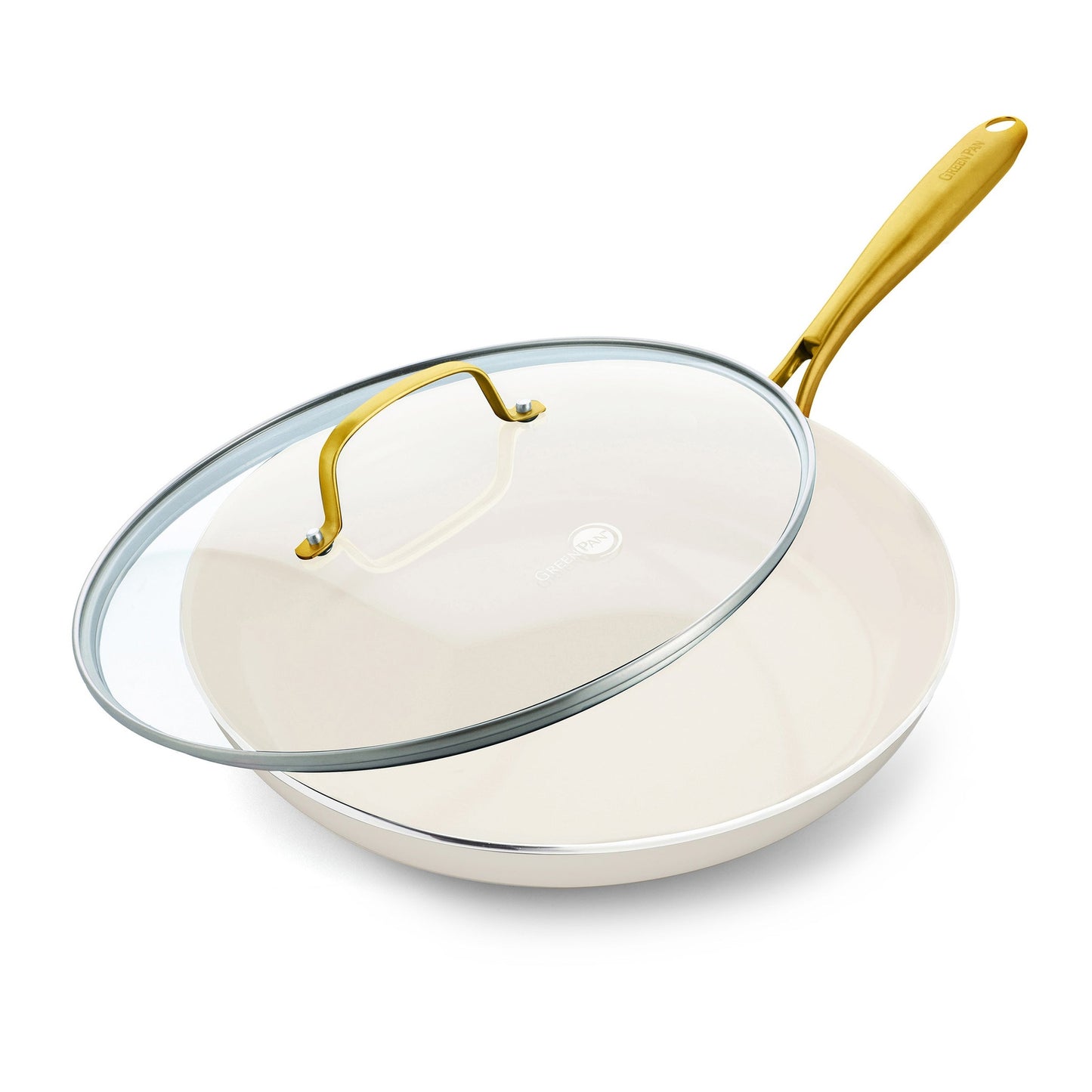 STUDIO CERAMIC NONSTICK 12" FRY PAN W/ LID LINEN