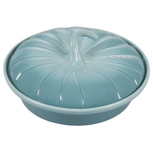 9" STONEWARE PUMPKIN CASSEROLE BAKER W/ LID