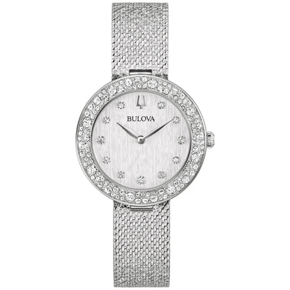 LADIES' CHAMPAGNE CRYSTAL MESH STRAP WATCH, DIAL