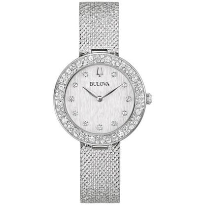 LADIES' CHAMPAGNE CRYSTAL MESH STRAP WATCH, DIAL