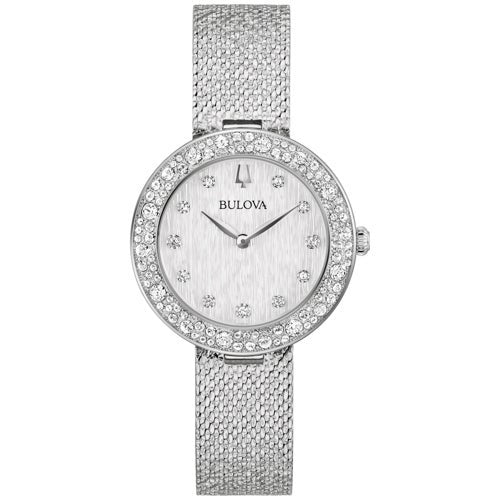 LADIES' CHAMPAGNE CRYSTAL MESH STRAP WATCH, DIAL
