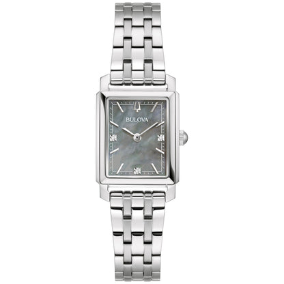 LADIES' SUTTON STAINLESS STEEL RECTANGLE WATCH, MOP DIAL