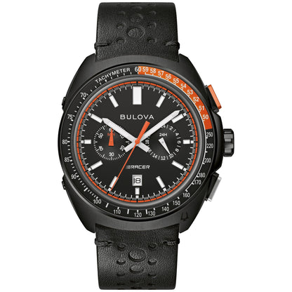 MEN'S RACER CHRONOGRAPH LEATHER STRAP WATCH, DIAL