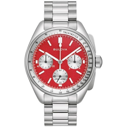 MEN'S LUNAR PILOT CHRONOGRAPH STAINLESS STEEL WATCH W/ LEATHER STRAP, DIAL