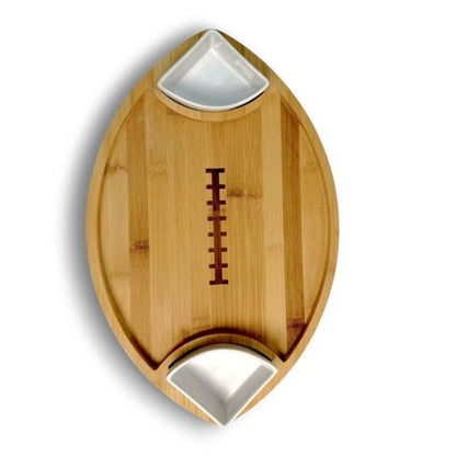 FOOTBALL SHAPED BAMBOO SERVING TRAY