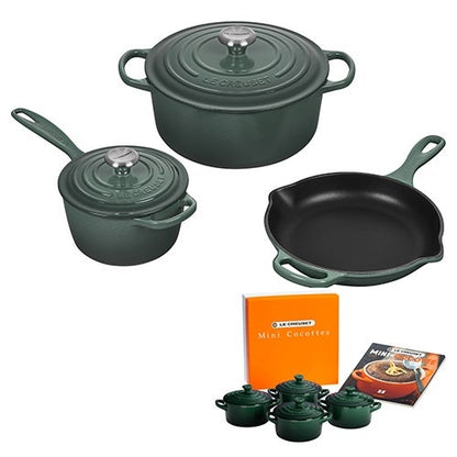 5PC CAST IRON COOKWARE W/ 4PK 8OZ MINI COCOTTES