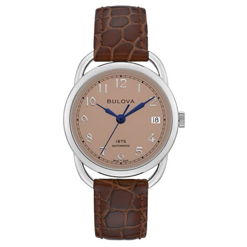LADIES' JOSEPH BULOVA COMMODORE AUTOMATIC LEATHER STRAP WATCH, DIAL
