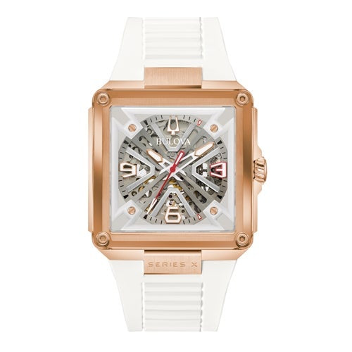 MENS SERIES X MARC ANTHONY AUTOMATIC WHITE HNBR RUBBER STRAP WATCH WHITE DIAL