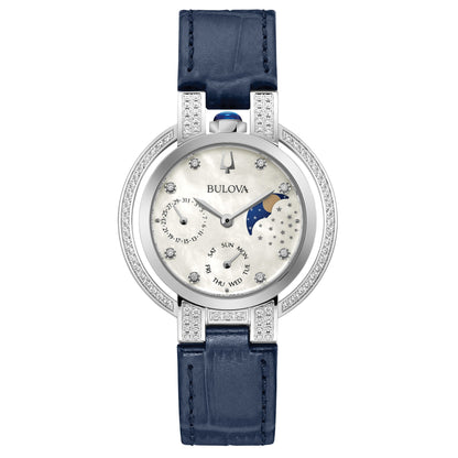 LADIES' RUBAIYAT DIAMOND LEATHER STRAP WATCH, MOTHER-OF-PEARL DIAL