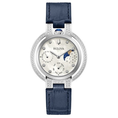 LADIES' RUBAIYAT DIAMOND LEATHER STRAP WATCH, MOTHER-OF-PEARL DIAL