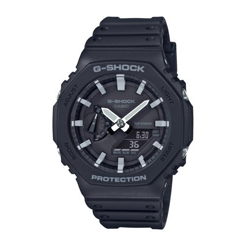 MENS 2100 G-SHOCK OCTAGON ANA-DIGI RESIN WATCH BLACK DIAL