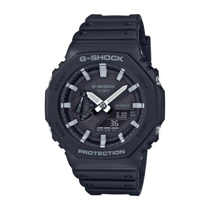 MENS 2100 G-SHOCK OCTAGON ANA-DIGI RESIN WATCH BLACK DIAL